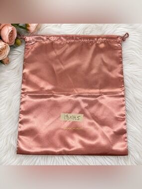 Amina Muaddi Rose Gold Satin Drawstring Dust Bag 18x14.5